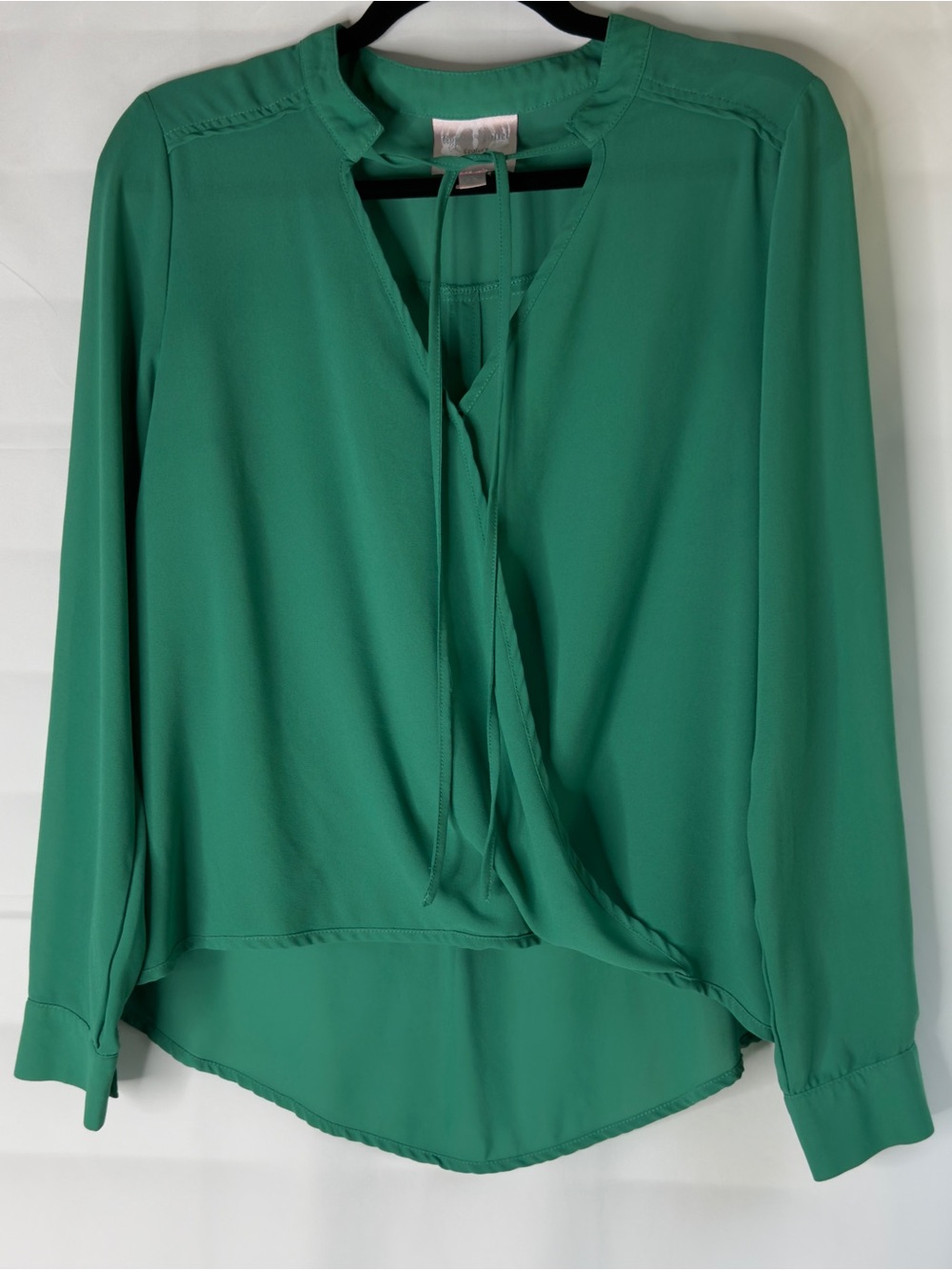 Romeo & Juliet Couture Emerald Green Sheer High-Low Blouse